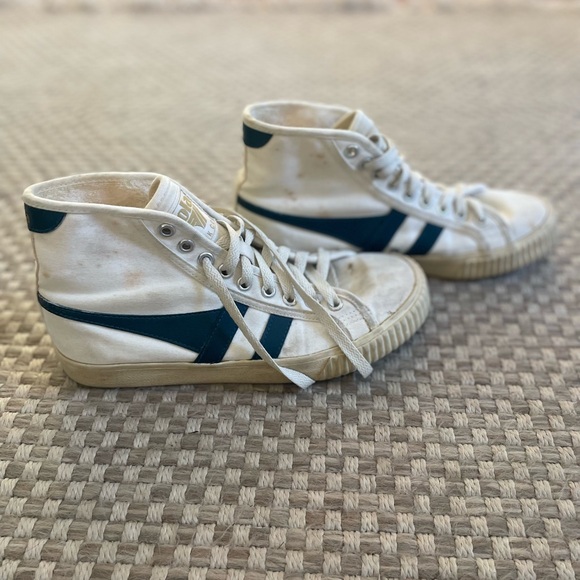 Gola High-Top Sneakers in White and Blue - Picture 1 of 5